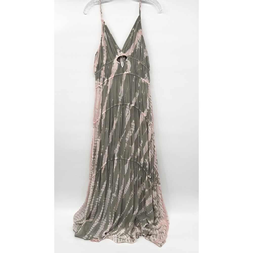 YOUNG FABULOUS & BROKE YFB Size L NWT Delphine Chiffon Tiered Maxi Sundress $244
